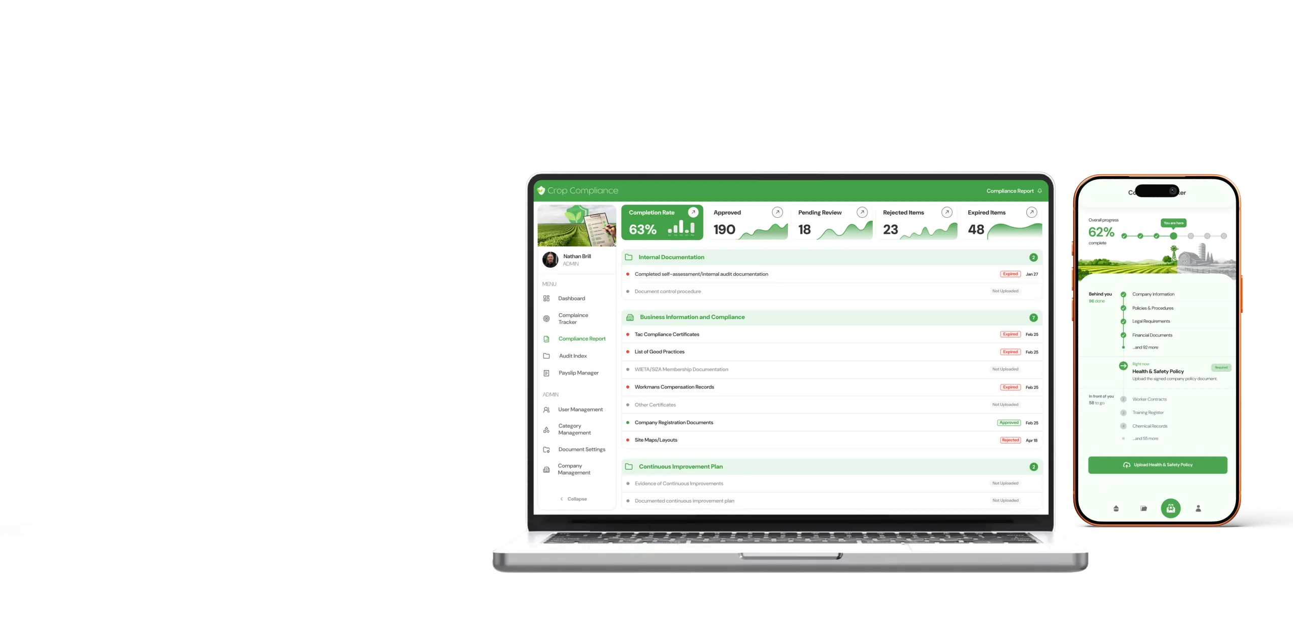 Audit index view in the Crop Compliance app